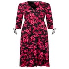 Stretch Knit Faux Wrap Midi Dress image number null
