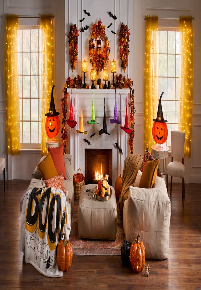 Pre-Lit Carved Resin Pumpkin image number 1