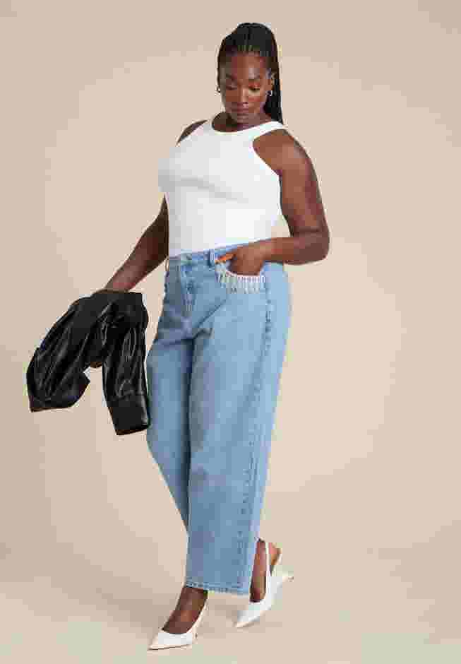 Relaxed Jean With Rhinestone Trim Pocket image number 0