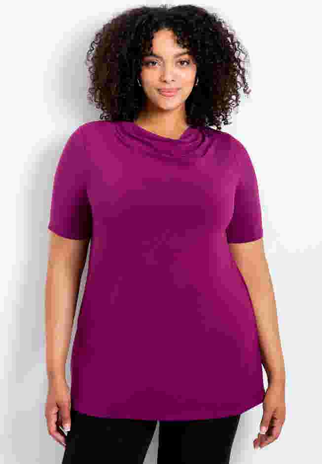 Cowl Neck Short Sleeve Top image number 0