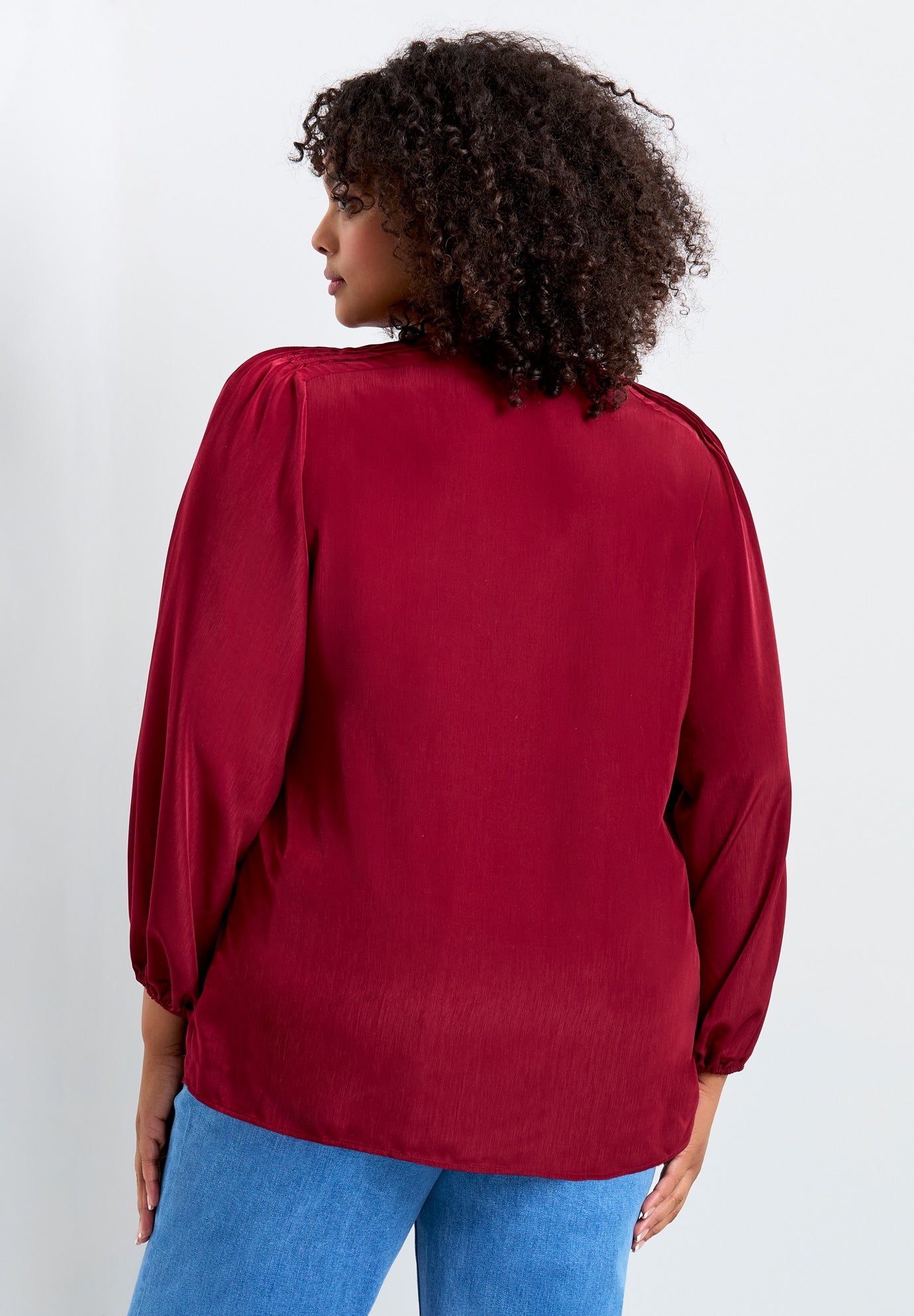 Scallop Trim Peasant Blouse image number 1