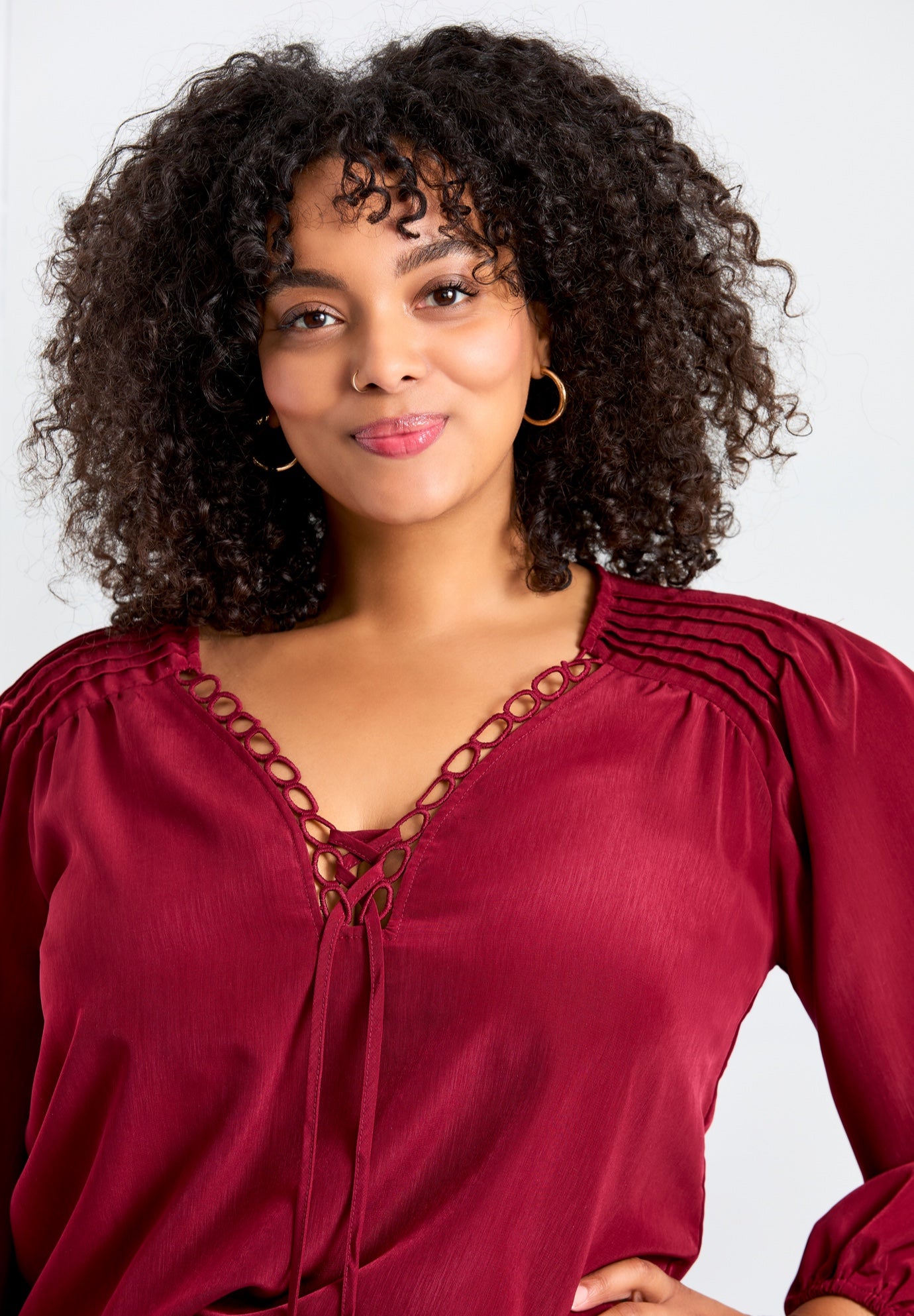 Scallop Trim Peasant Blouse image number 3