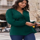 Scallop Trim Peasant Blouse image number null