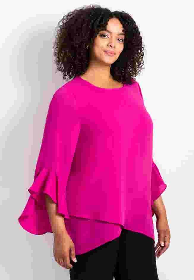 Ruffle Sleeve Tulip Hem Blouse image number 2