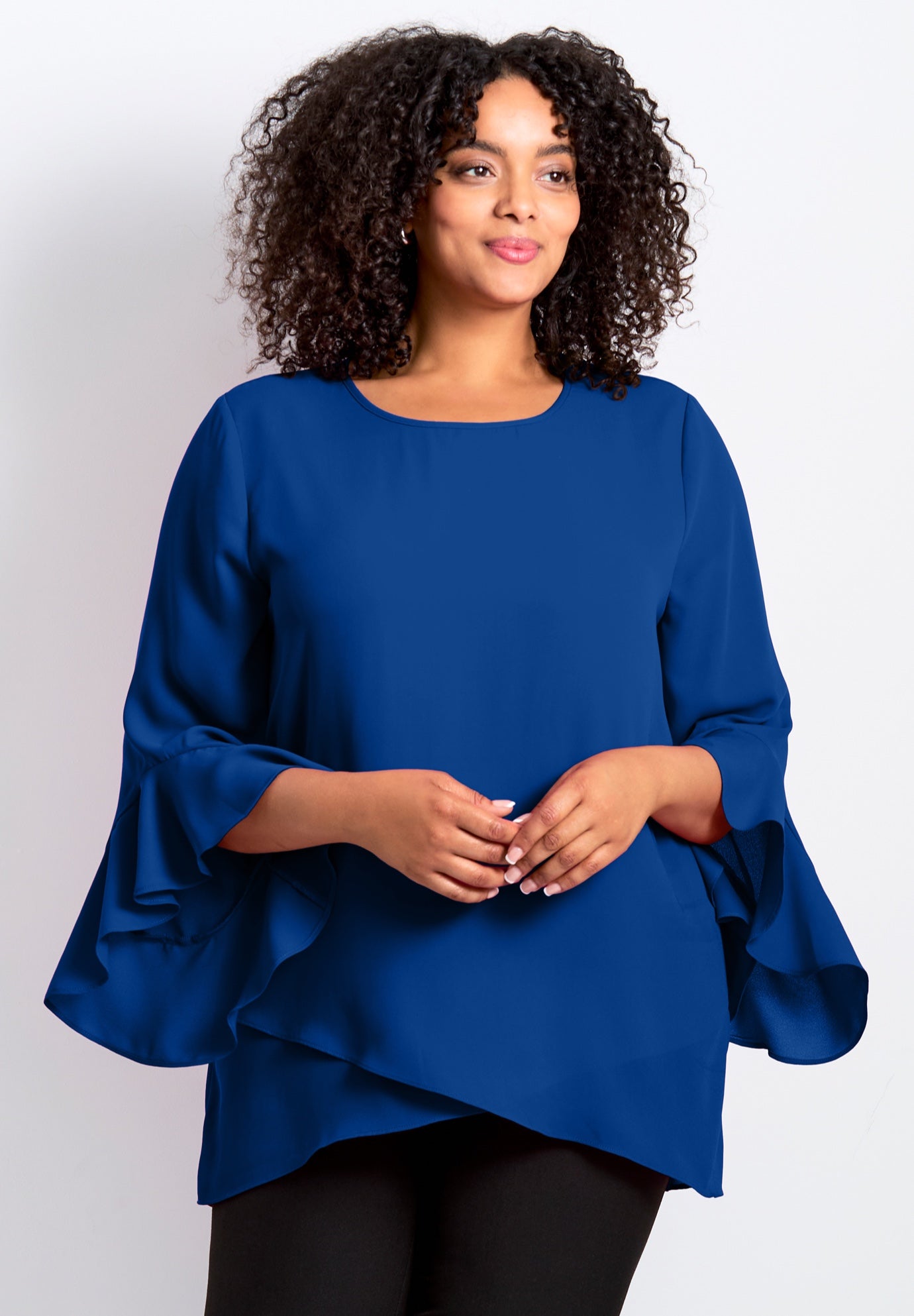 Ruffle Sleeve Tulip Hem Blouse image number 0