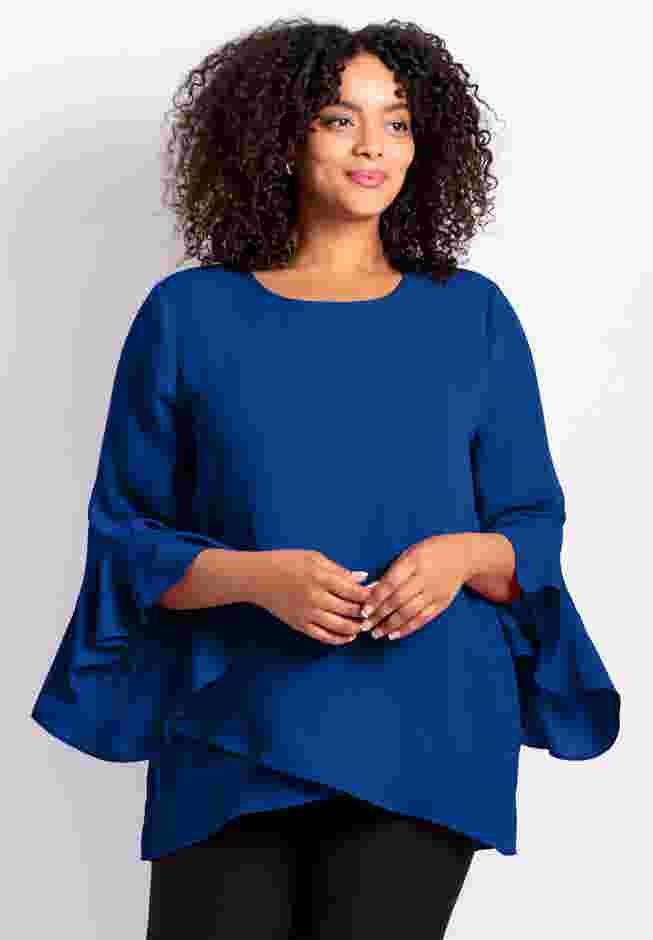 Ruffle Sleeve Tulip Hem Blouse image number 0