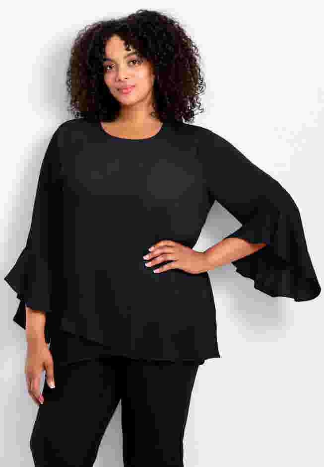 Ruffle Sleeve Tulip Hem Blouse image number 0