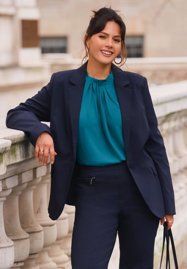 Twist Front Mockneck Flutter Sleeve Blouse image number 2