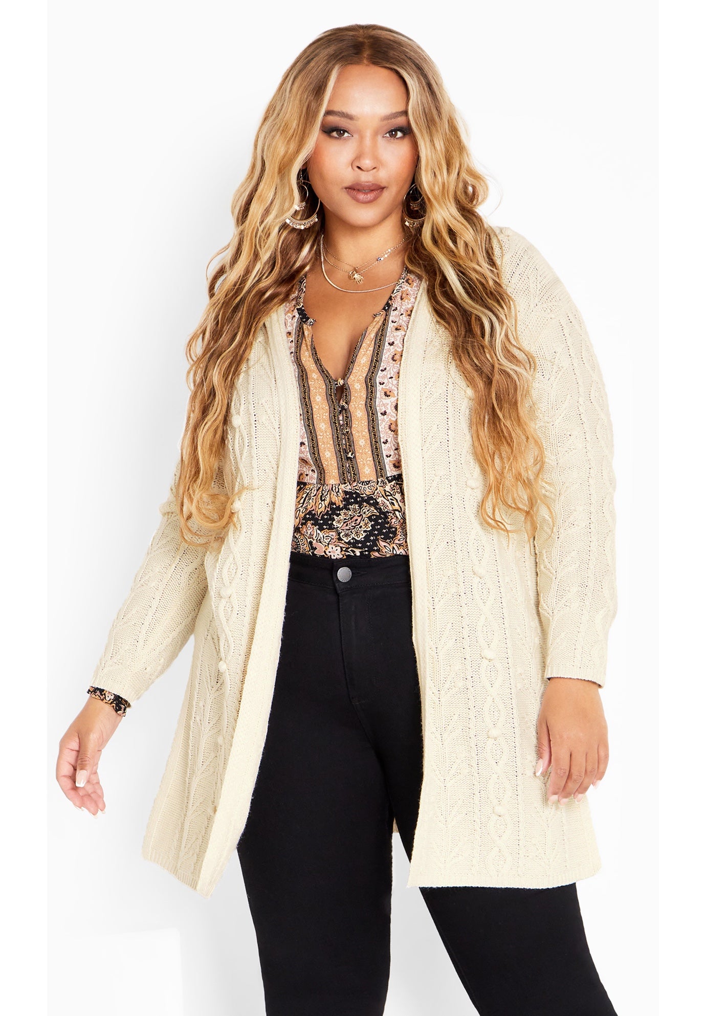 Camilla Cable Knit Hooded Cardigan image number 0