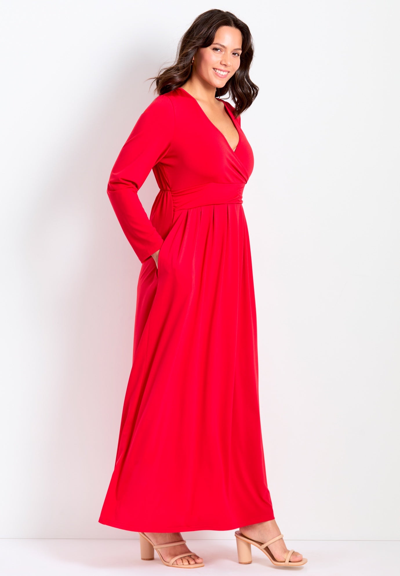 Faux Wrap Flare Maxi Dress image number 2