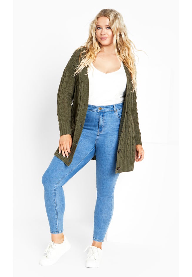 Cara Cable Knit V Neck Cardigan image number 1