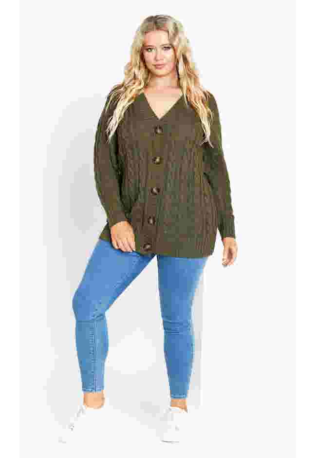 Cara Cable Knit V Neck Cardigan image number 2