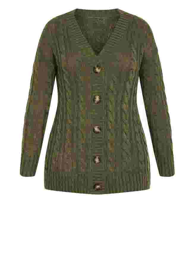 Cara Cable Knit V Neck Cardigan image number 4