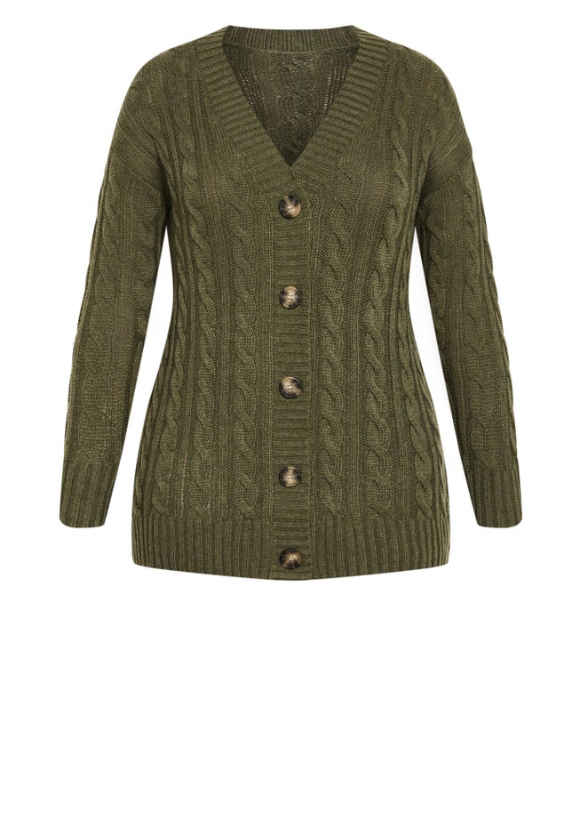 Cara Cable Knit V Neck Cardigan image number 4
