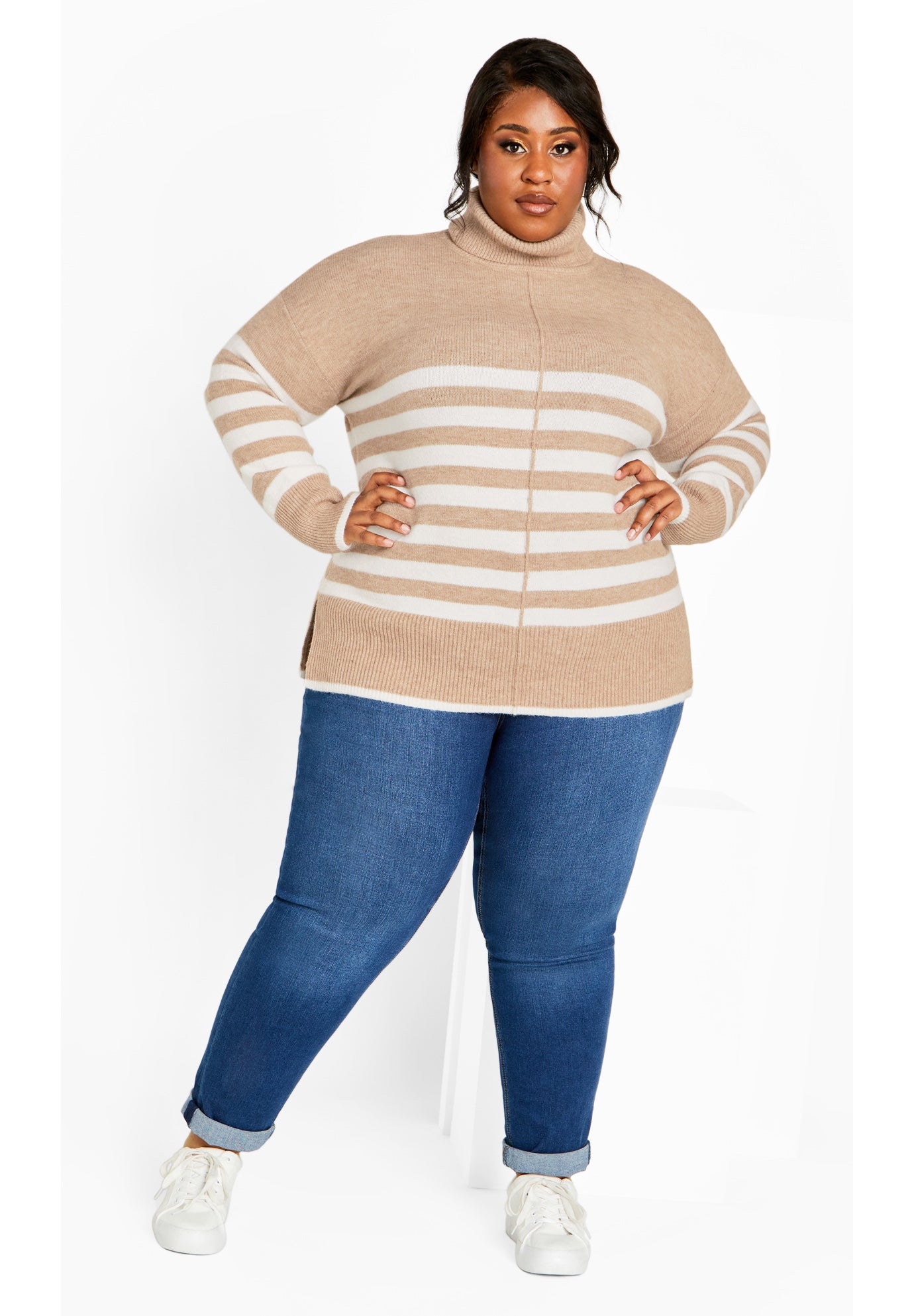 Livvy Roll Neck Stripe Sweater image number 1
