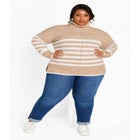 Livvy Roll Neck Stripe Sweater image number null