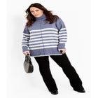 Livvy Roll Neck Stripe Sweater image number null