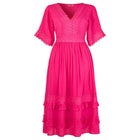 Crochet Trim Boho Midi Dress image number null