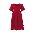 Crochet Trim Boho Midi Dress image number null