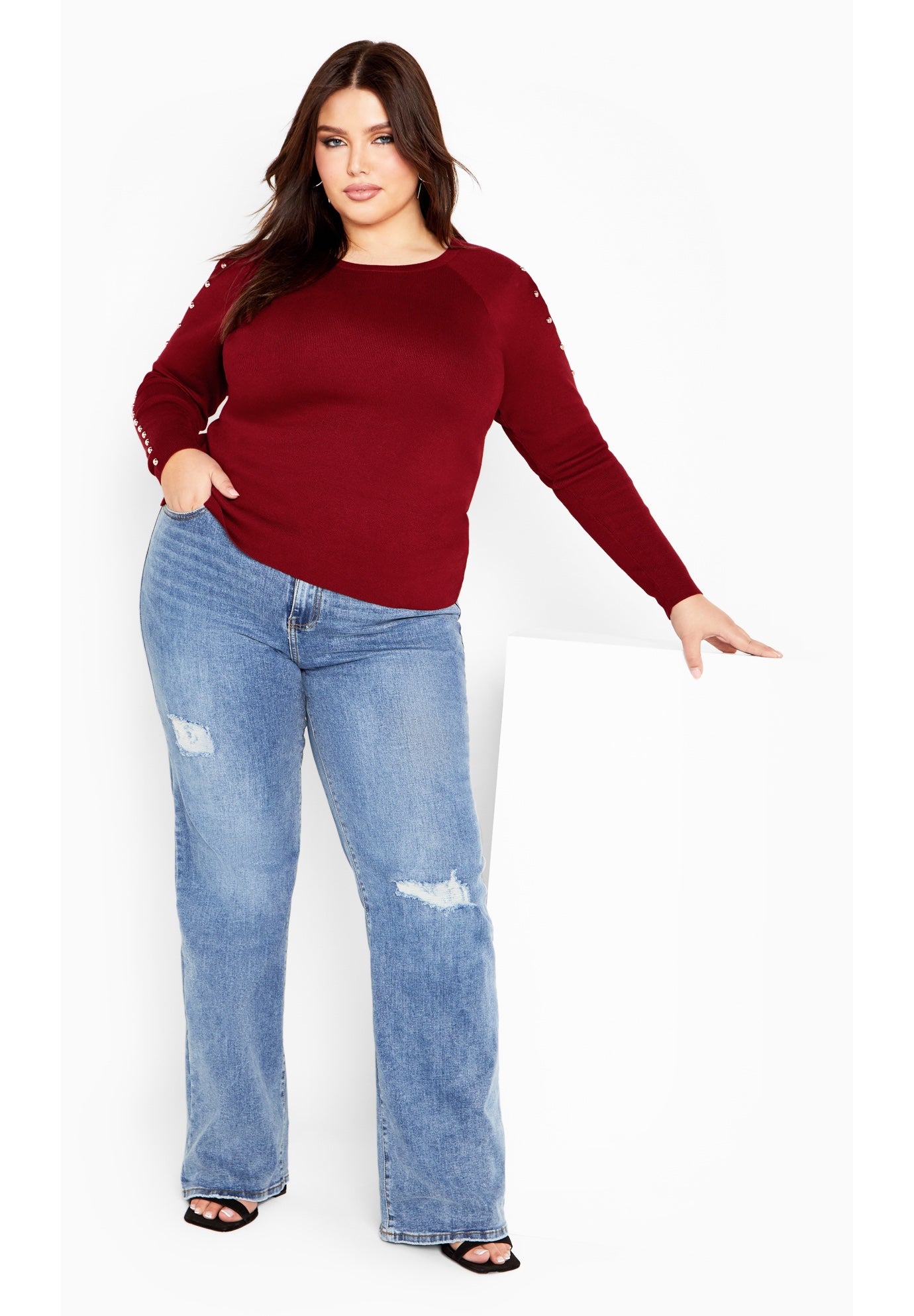 Cold Shoulder Full Length Sleeves Sweater image number 2