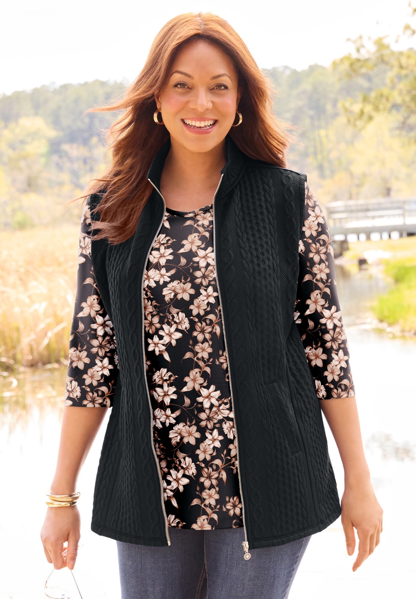 Zip-Front Cable Vest image number 0