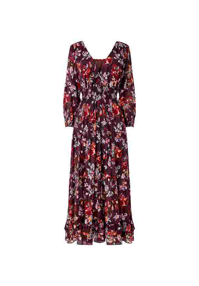 V-Neck Flounce Midi Dress image number 4