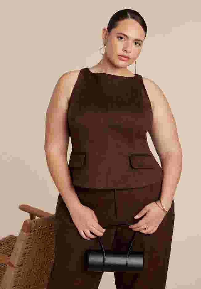 Faux Suede Flap Top image number 0