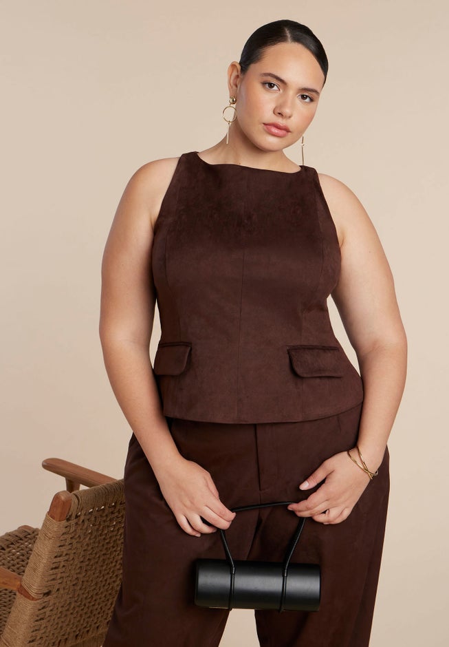 Faux Suede Flap Top image number 0