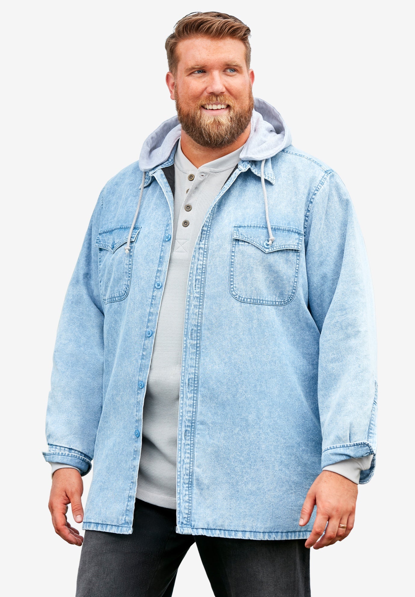 Removable Hooded Shirt Jacket image number 4