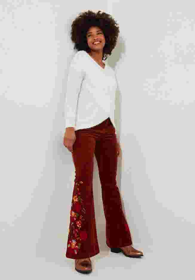 Embroidered Corduroy Flare Trouser image number 1