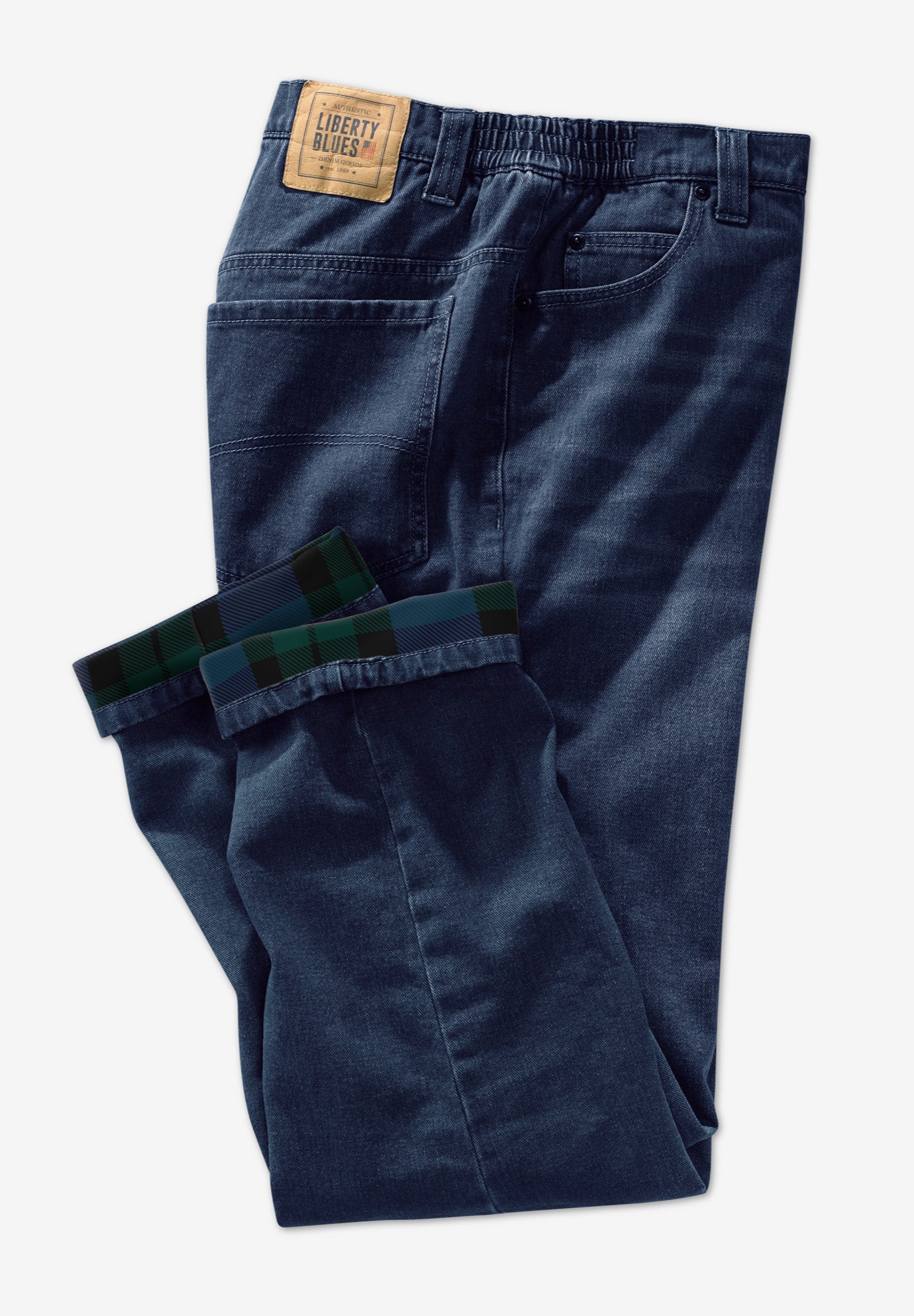 Flannel-Lined Side-Elastic Jeans image number 0