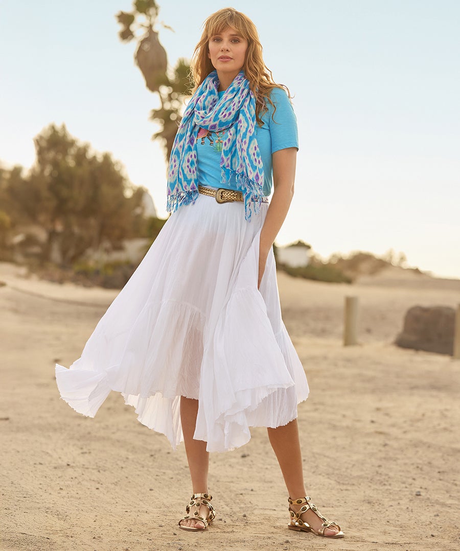 Handkerchief Hem Crinkle Midi Skirt image number 0