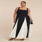 Black And White Godet Gown image number null