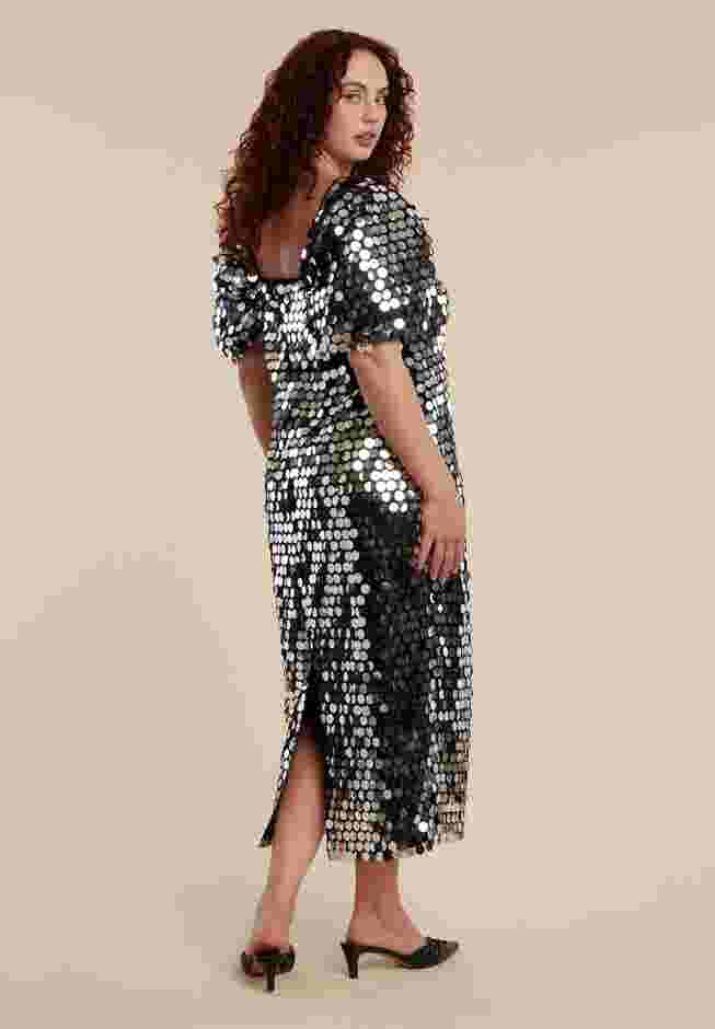 Off The Shoulder Puff Sleeve Paillette Dress image number 1