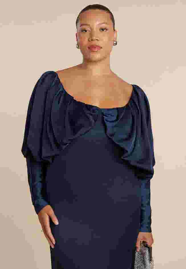 Pleated Bodice Column Dress image number 1