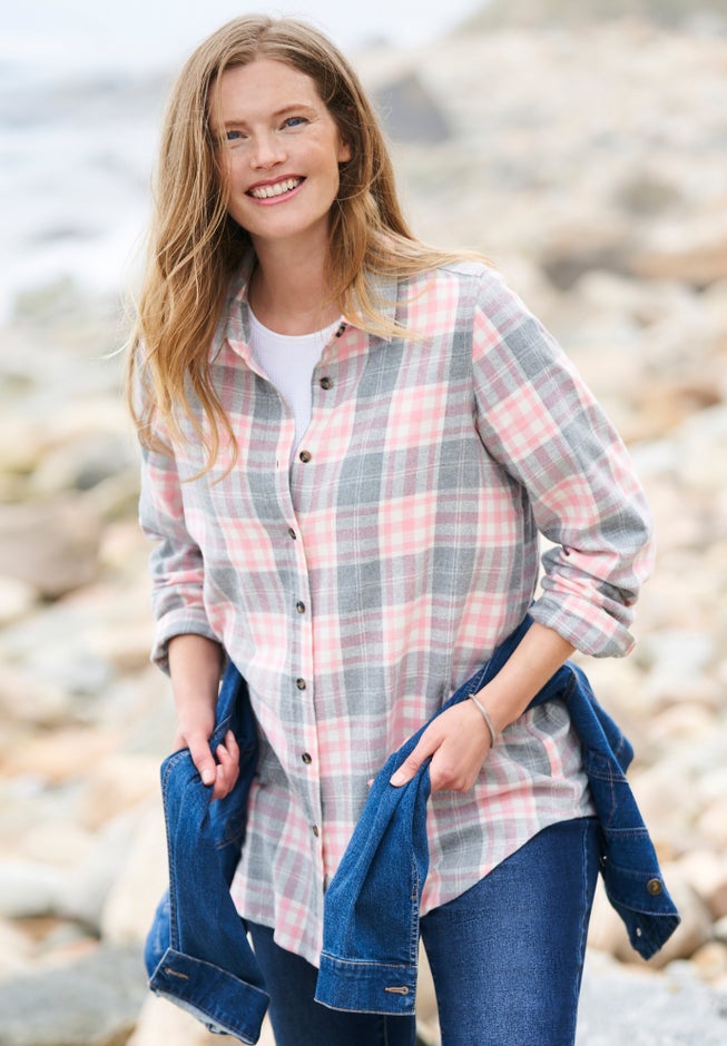 Plaid Double-Brushed Cotton Flannel Shirt image number 5