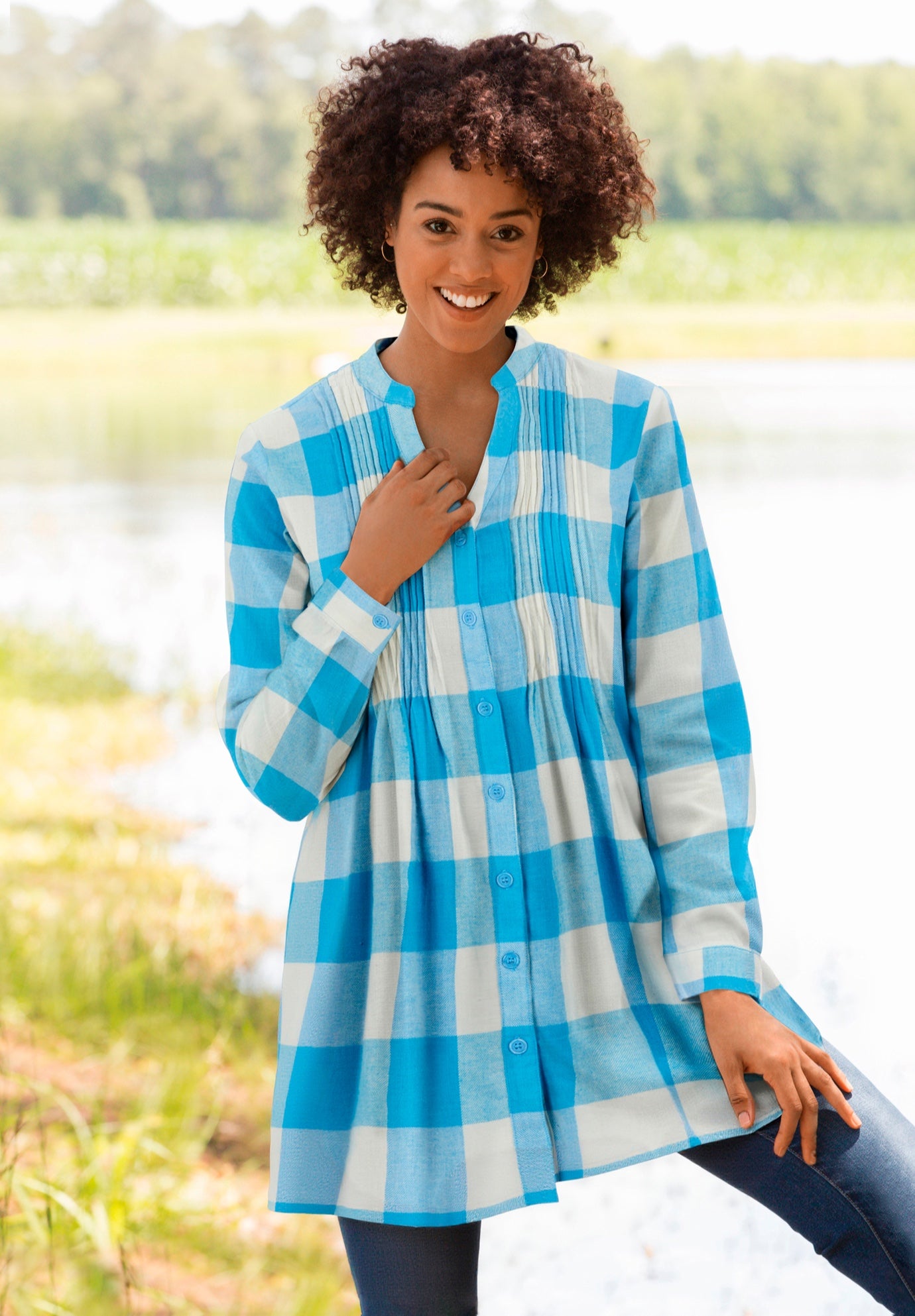 Pintucked Flannel Shirt image number 0