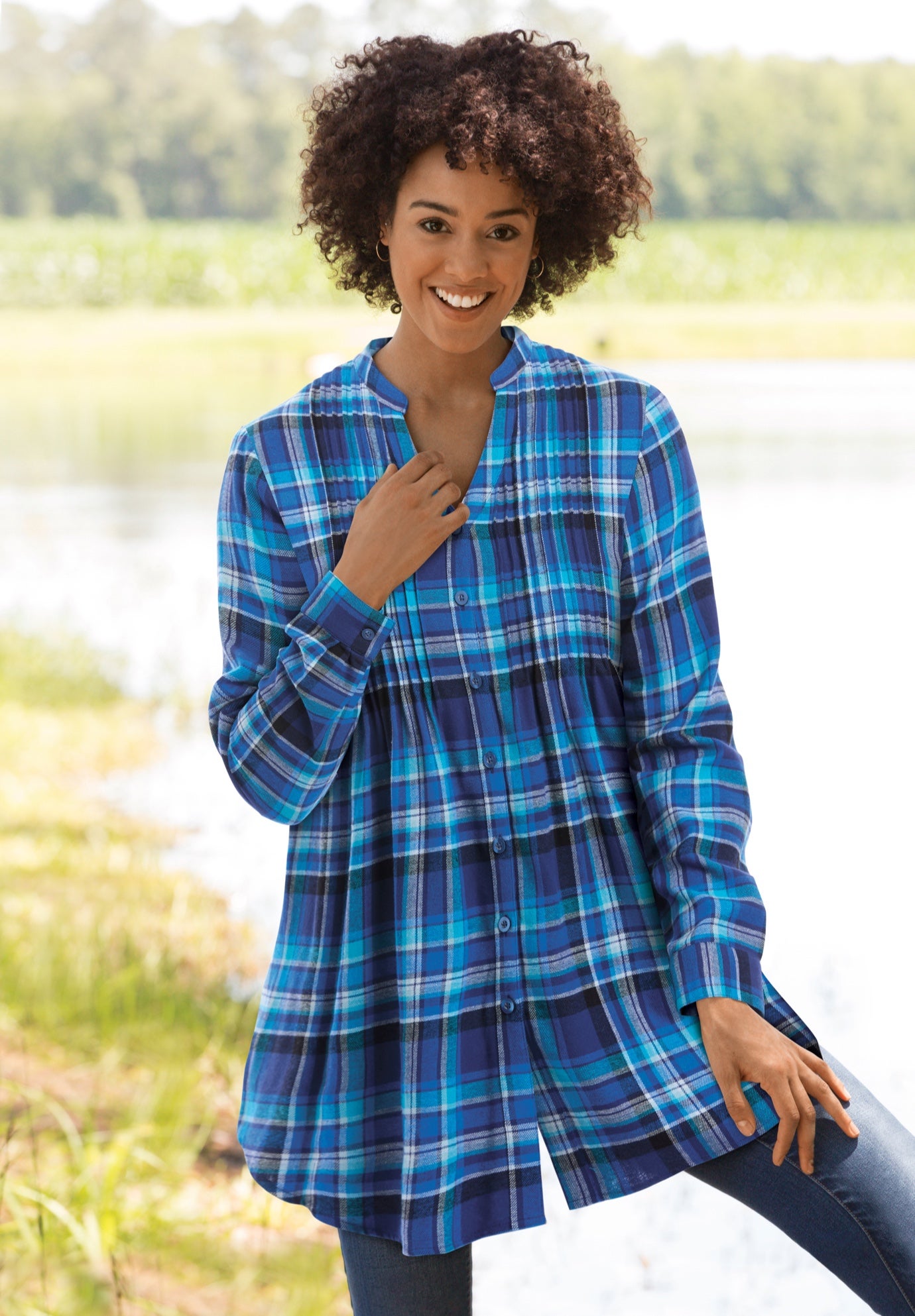 Pintucked Flannel Shirt image number 0