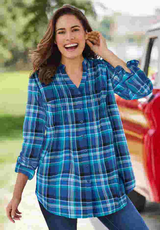 Pintucked Flannel Shirt image number 4