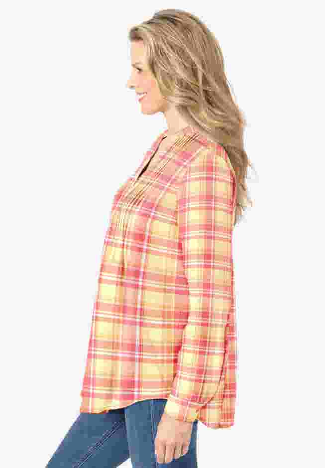 Pintucked Flannel Shirt image number 2