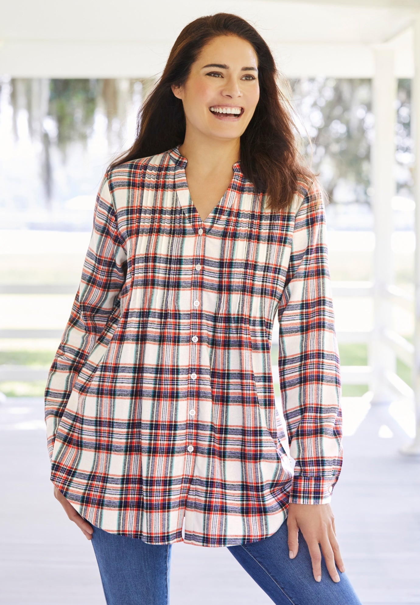 Pintucked Flannel Shirt image number 0