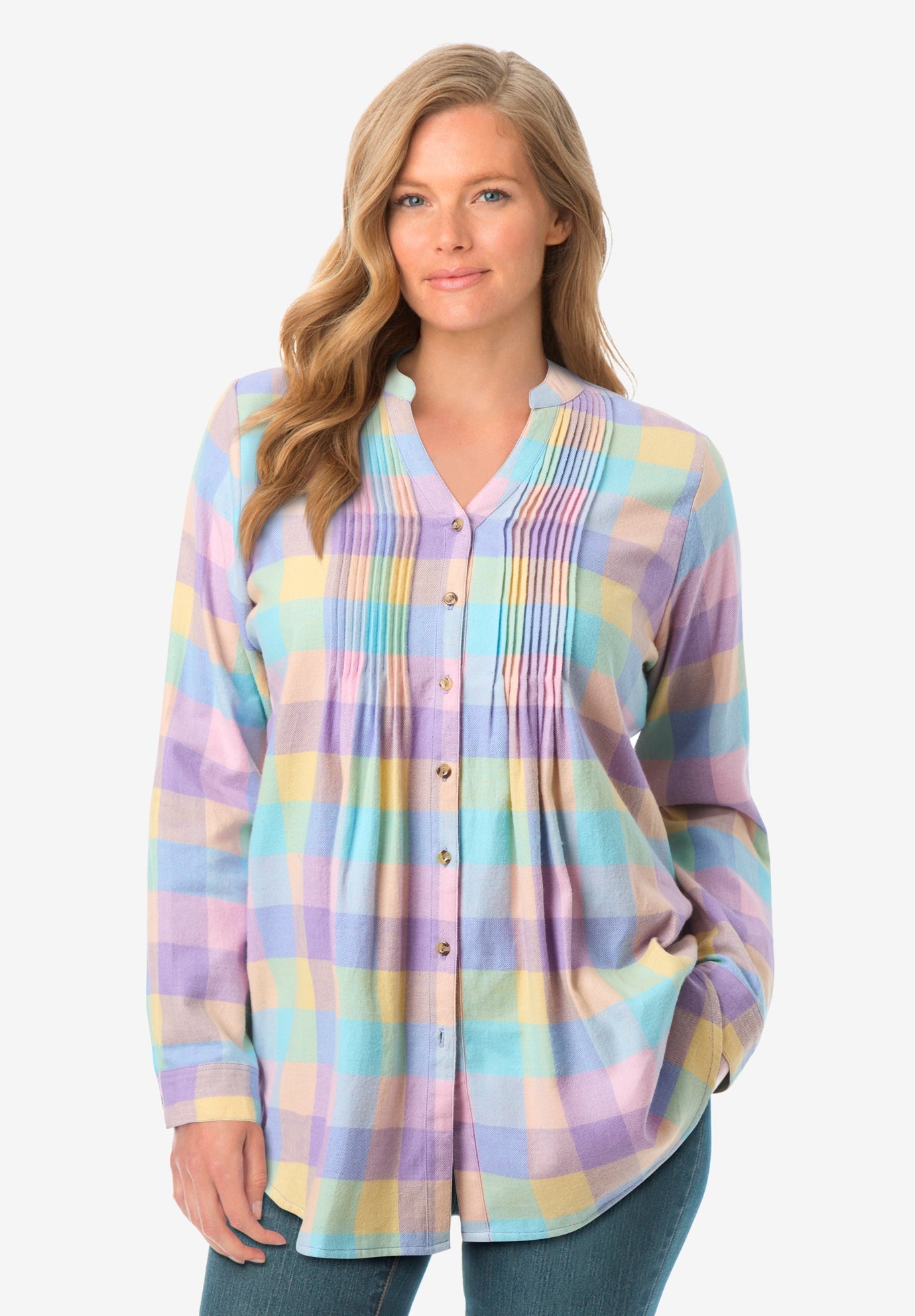 Pintucked Flannel Shirt image number 0