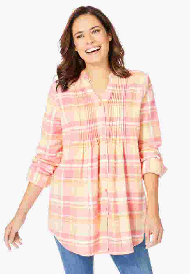 Pintucked Flannel Shirt image number 0