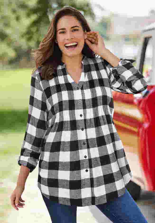 Pintucked Flannel Shirt image number 8