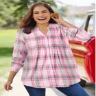 Pintucked Flannel Shirt image number null