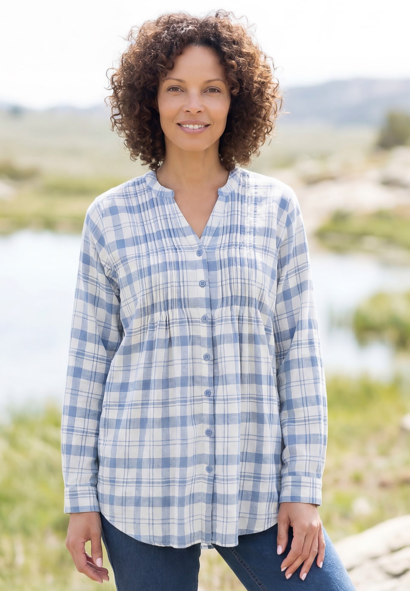 Pintucked Flannel Shirt image number 0