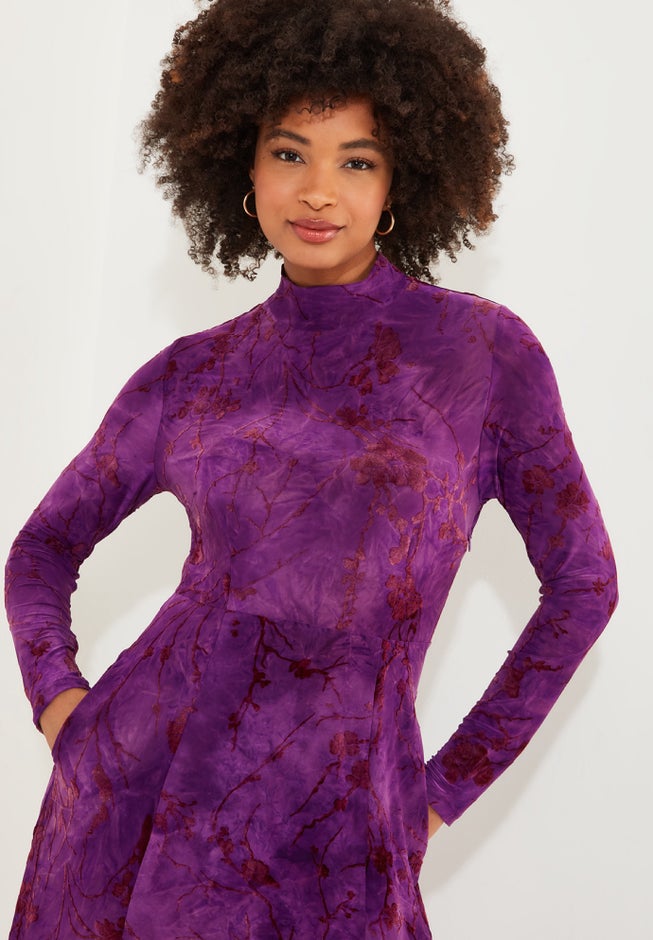 Mockneck Burnout Midi Dress image number null
