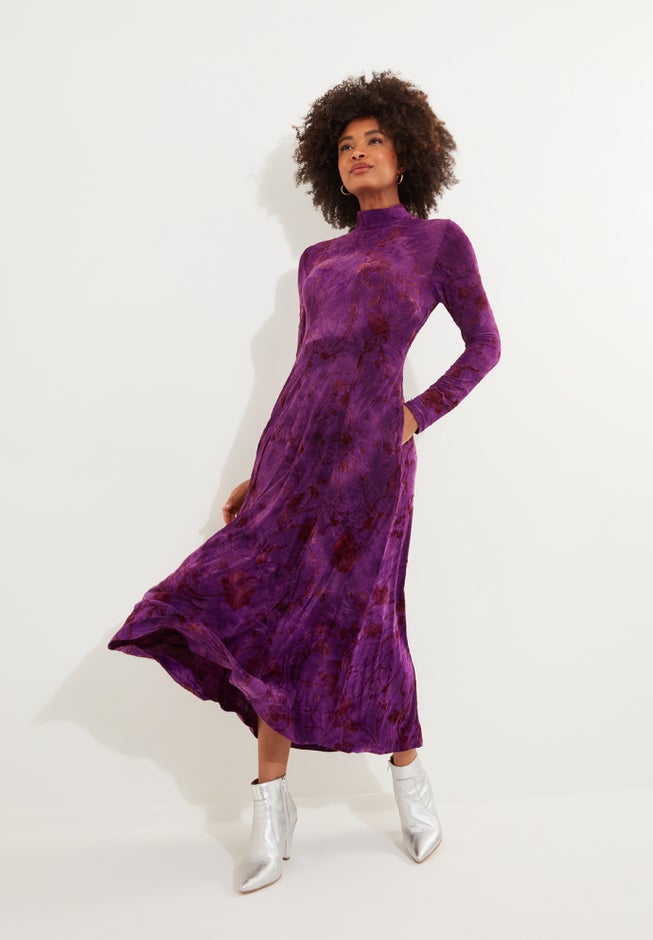 Mockneck Burnout Midi Dress image number null