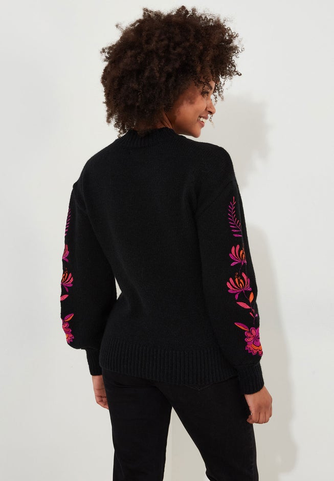 Mockneck Embroidered Sweater image number 2