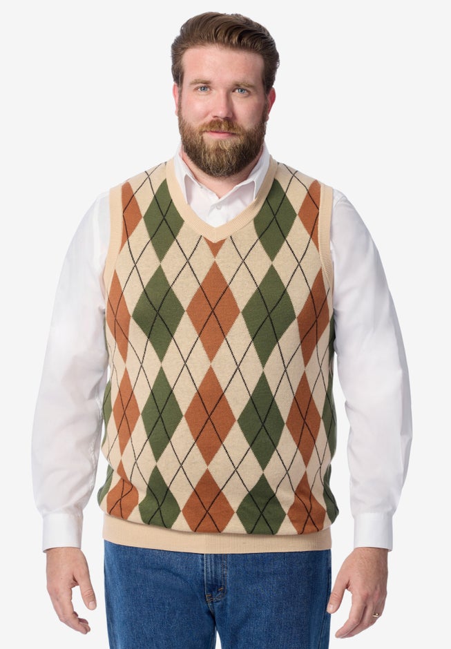 V-Neck Argyle Sweater Vest image number 3